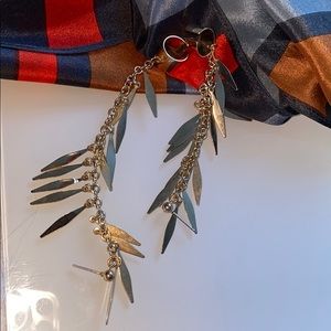 Gold toned earbone cuff tassel earrings